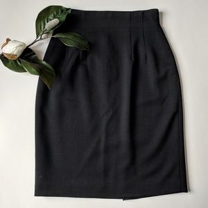 Vintage Ann Taylor Black Pencil Skirt Classic Wool